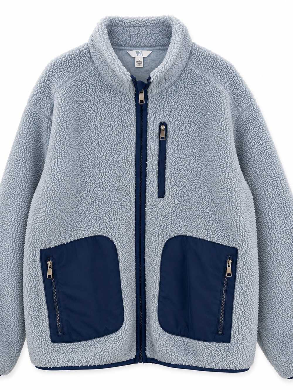 Time and Tru Light Blue Sherpa Fleece Jacket Womens XL